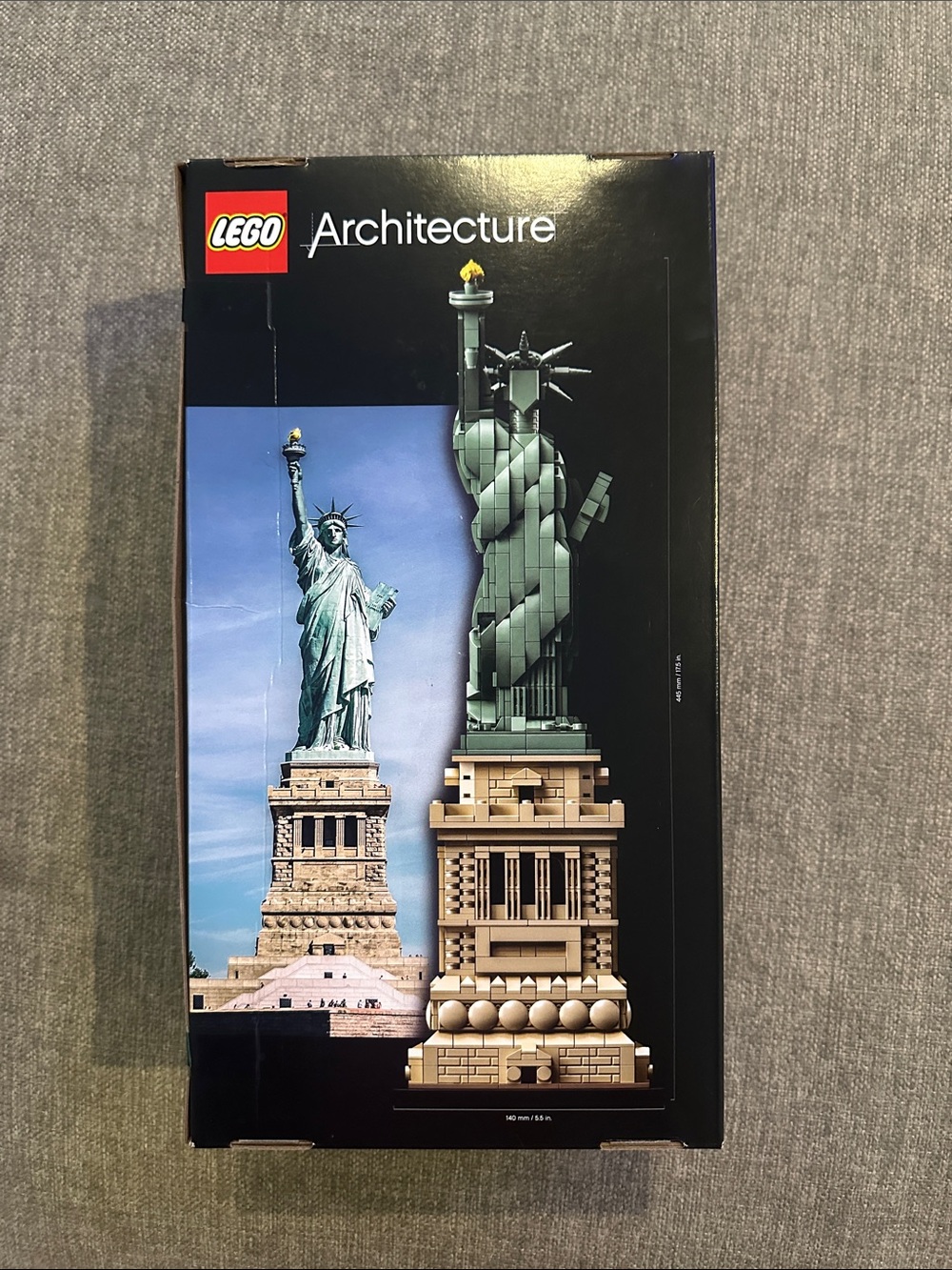 Lego Architecture Statue of Liberty Box Featuring Green and Tan Model